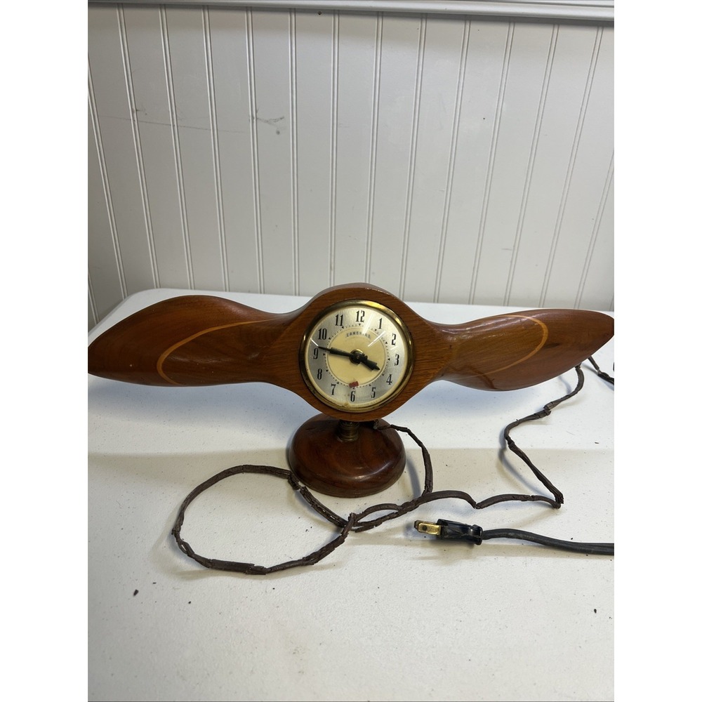 Vintage Wooden Propeller Electric Wall Clock by Lanshire Parts Or Repair 18"
